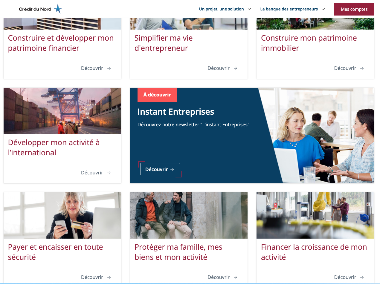 Les univers de services déployés par le Crédit du Nord