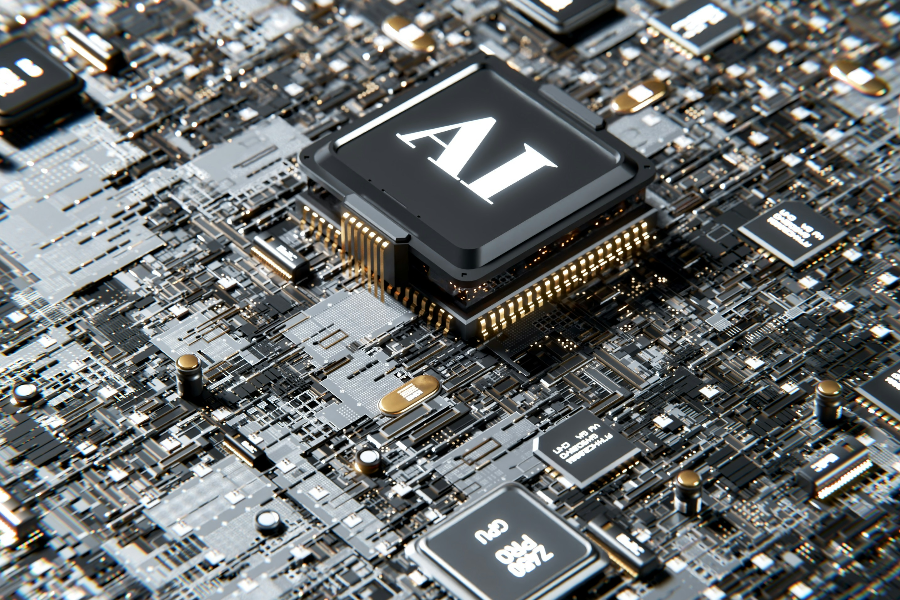 Puce surmontée d'une mention AI