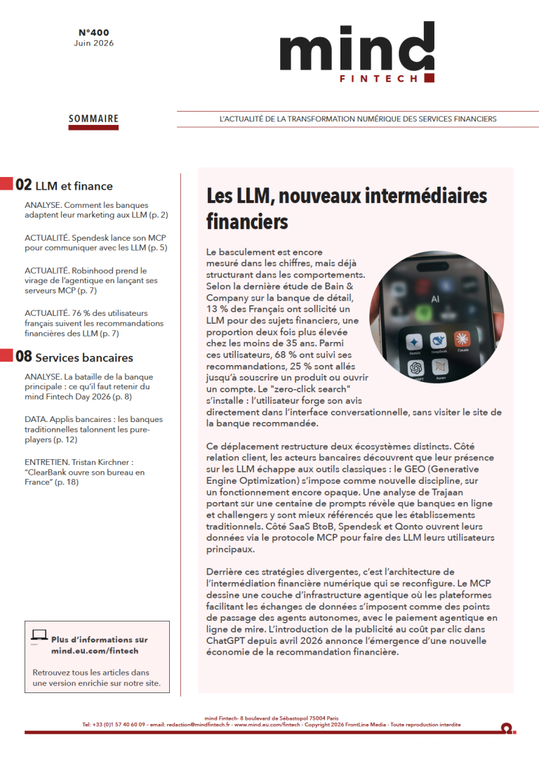 Image à la une de l'article La lettre mind Fintech n°400