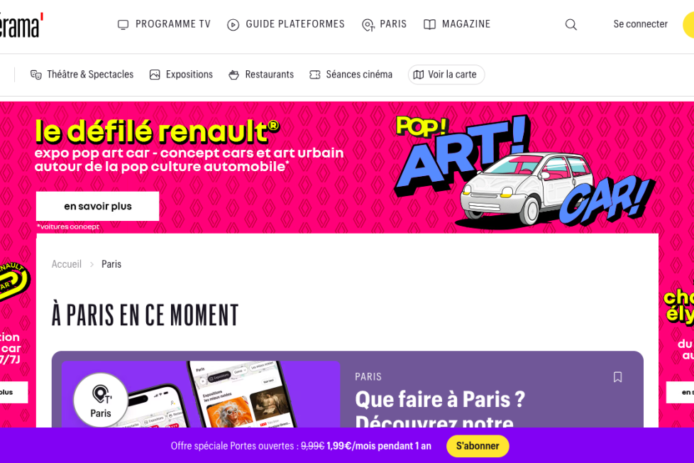 Image à la une de l'article Télérama lance Télérama Paris pour mieux valoriser ses recommandations culturelles
